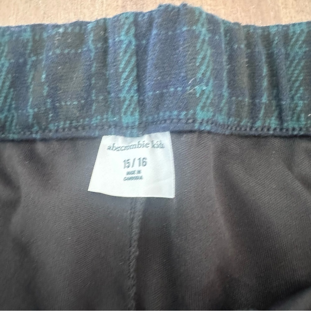 abercrombie kids belted blue/green plaid skirt/skort sz 15/16 - Picture 4 of 7